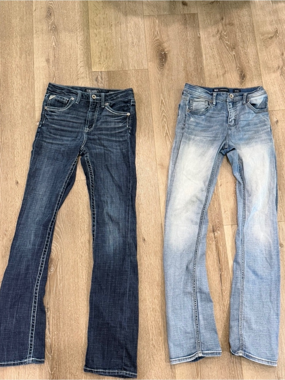 Buckle Men’s Dual-Tone Bootcut Jeans - Dark Blue & Light Blue